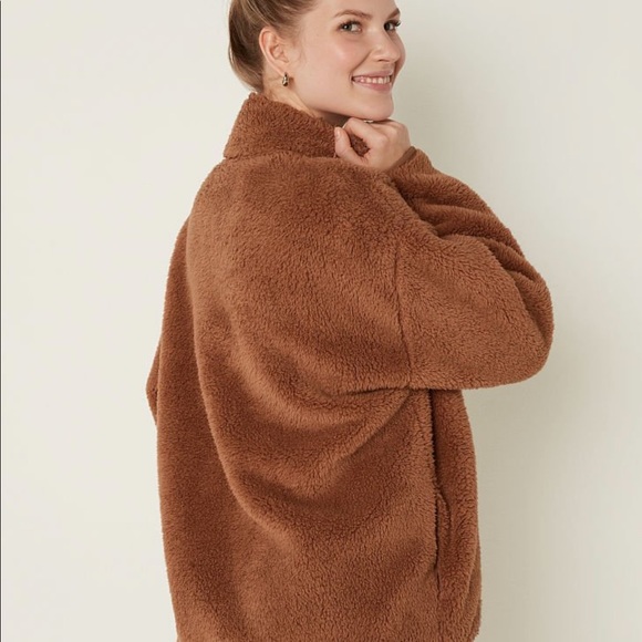 Vs pink lounge classic pant stucco beige teddy full zip jacket - Picture 5 of 12